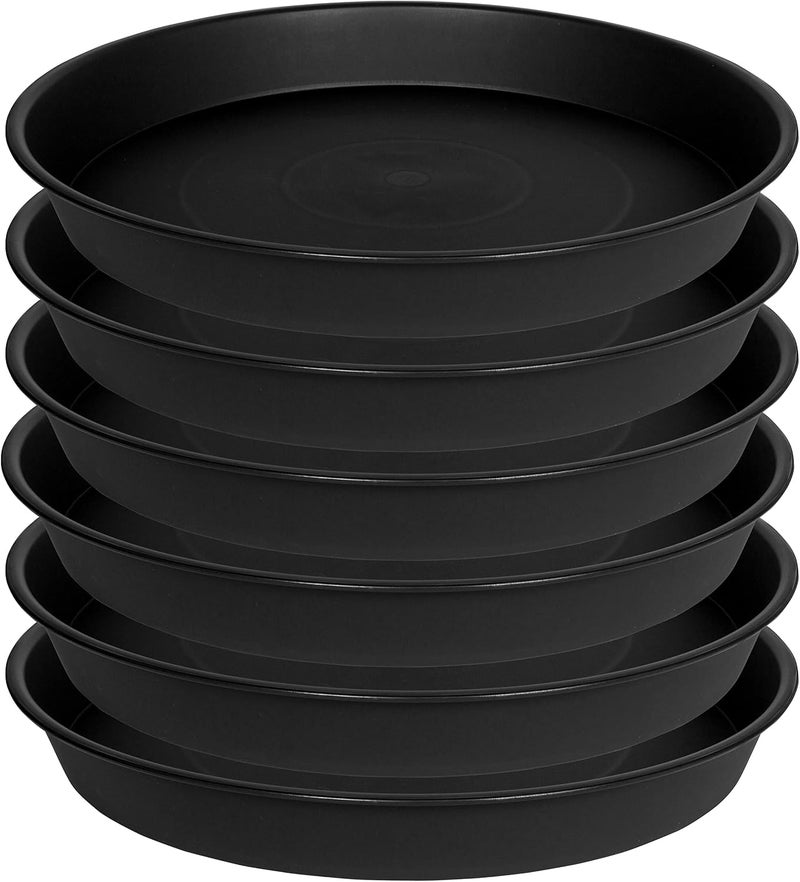 Bleuhome 6 Pack of 12 inch Plant Saucer, Heavy Duty Plastic Plant Saucer 12 inch Round, Plant Tray for Pots, Flower Saucers for Indoors, Garden Plate Bowls, Trays for Planter 10"/11"/12" (Black) - Image 1